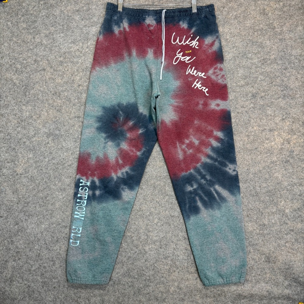 Travis Scott Astroworld Wish You Were Here Sweatpants Mens‎ XL Tie Dye Colorful